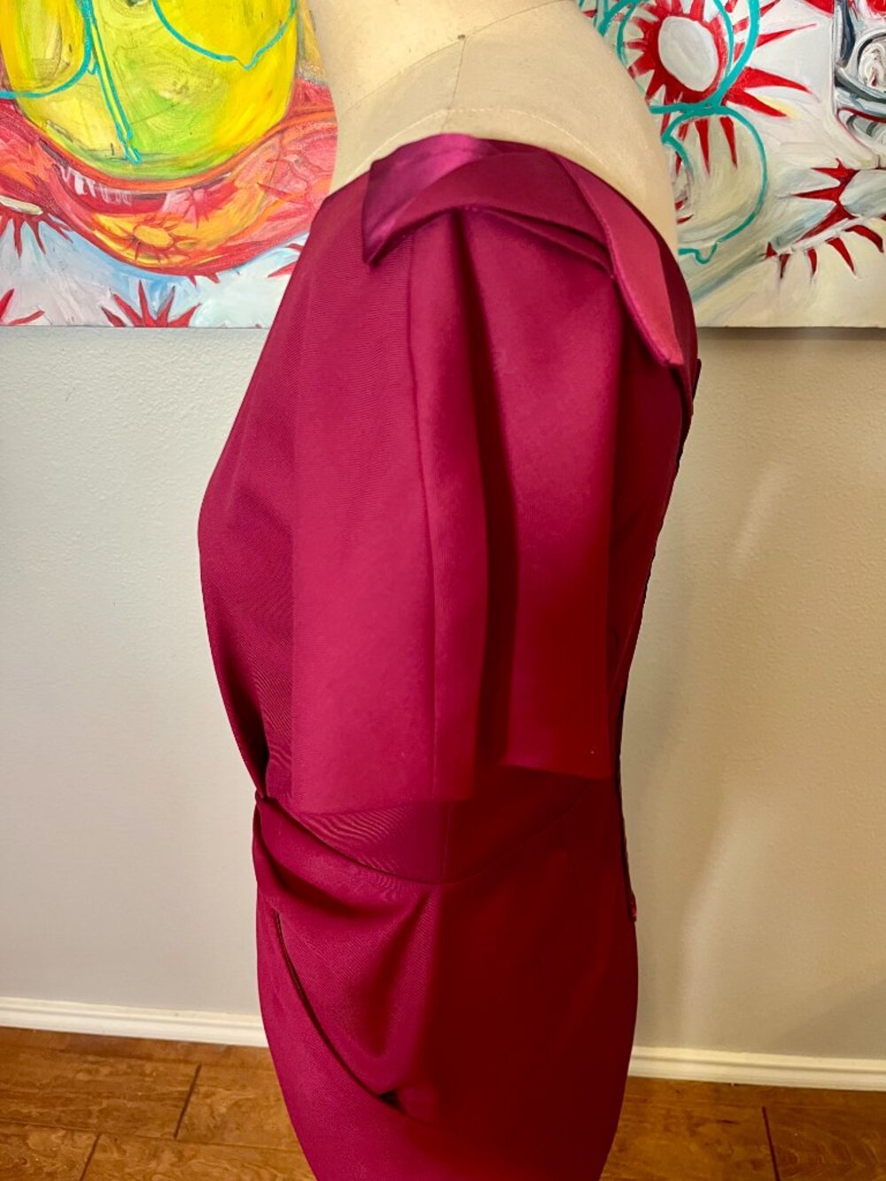 Rachel Roy Wool Runway Collection Berry Draped Wool Sheath Dress - Picture 6 of 15